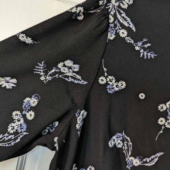 WHO WHAT WEAR Zipper Front Black Floral Print Dress XL - Picture 5 of 9